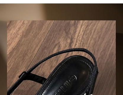 Slingback Heel Sandals Plain Bow High Pointy