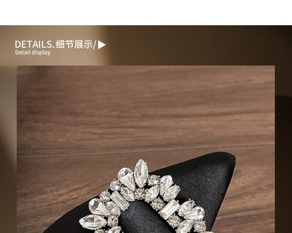 Pointy Plain Heel High Slingback Rhinestone Sandals