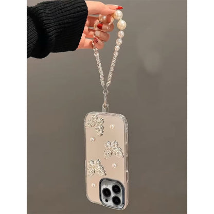 / Set Pearl Phone Butterfly Faux Mirrored Case Strap