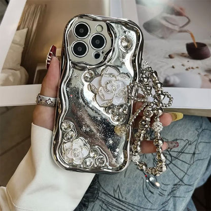 / Phone Set Floral Case Strap Metallic