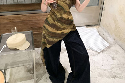 Camisole Print Top Patterned Asymmetrical