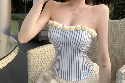 Tube Striped Floral Top Detail