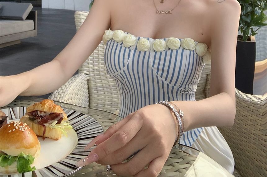 Tube Striped Floral Top Detail