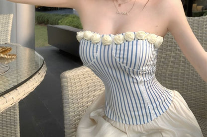 Tube Striped Floral Top Detail