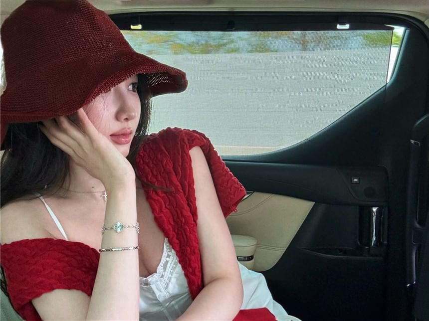 Cardigan Plain Panel / Pintuck Top Camisole Lace