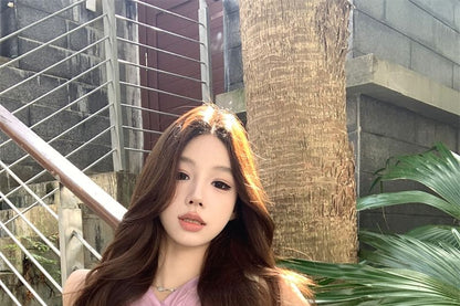 Plain Panel Ruched Bodysuit Top Sleeveless