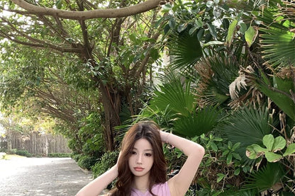 Plain Panel Ruched Bodysuit Top Sleeveless