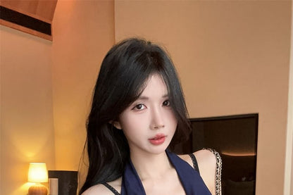 Cowl Halter Plain Top Panel Lace Camisole Neck / V-Neck