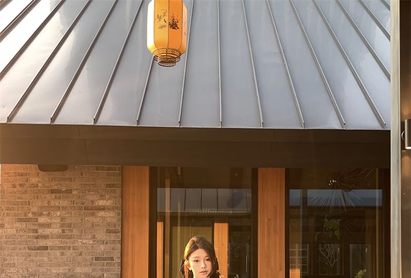 Panel Top / Waist Skirt High Sleeveless Plain Fishtail Lace Maxi V-Neck Crop