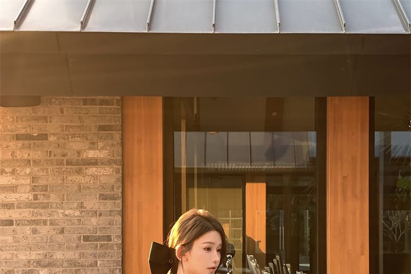 Panel Top / Waist Skirt High Sleeveless Plain Fishtail Lace Maxi V-Neck Crop