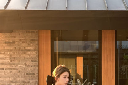 Panel Top / Waist Skirt High Sleeveless Plain Fishtail Lace Maxi V-Neck Crop