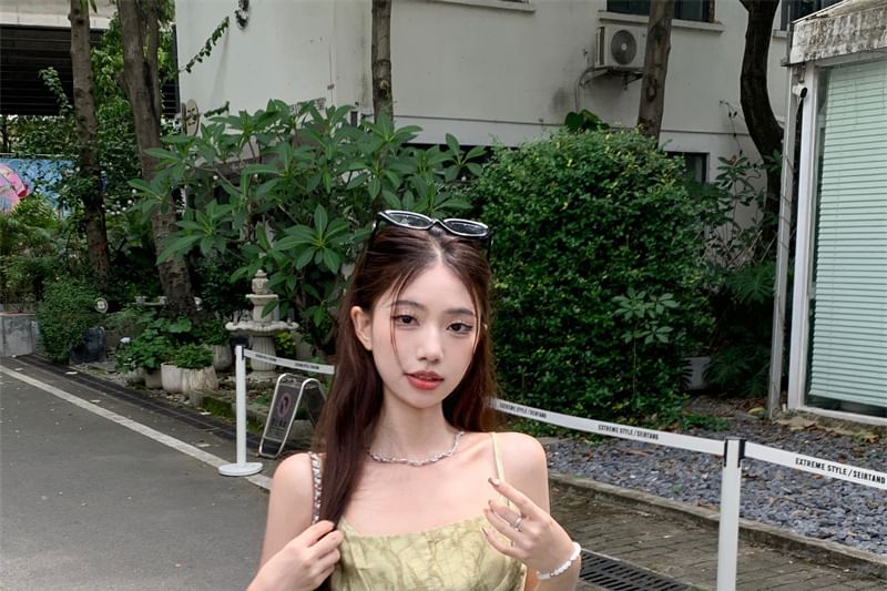 Asymmetrical Print Trim Patterned Top Lace Camisole