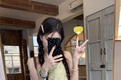 Asymmetrical Print Trim Patterned Top Lace Camisole