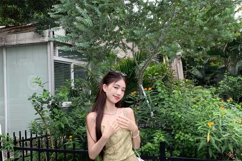 Asymmetrical Print Trim Patterned Top Lace Camisole