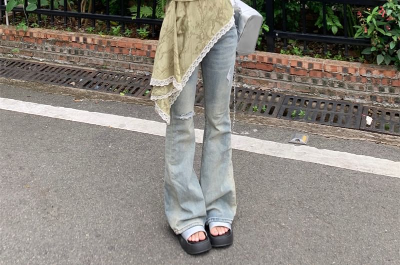 Asymmetrical Print Trim Patterned Top Lace Camisole