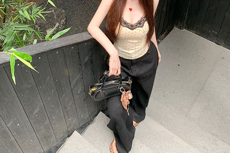 Lace Panel Dotted Top Camisole