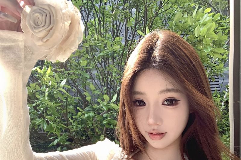 Lace Ruffle / Halter Plain Trim Bolero Top