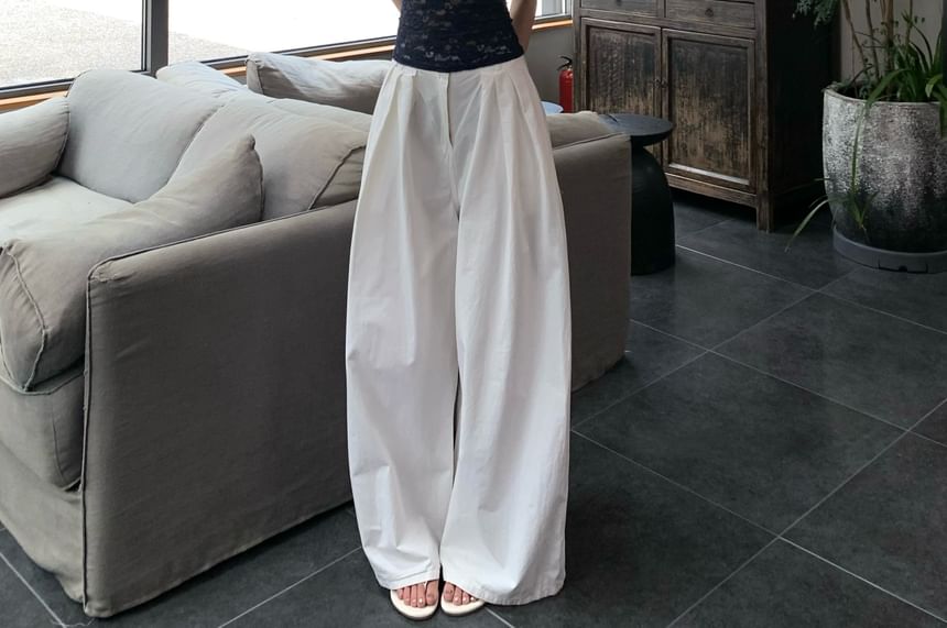 Pants Plain High Lace Top Wide Leg Halter / Waist