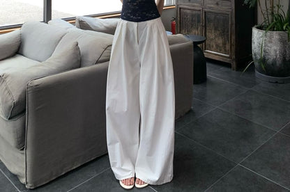 Pants Plain High Lace Top Wide Leg Halter / Waist