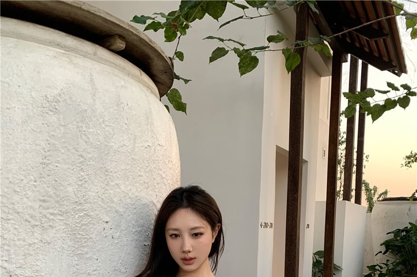 Henley Plain Trim Crop Lace Cami Top