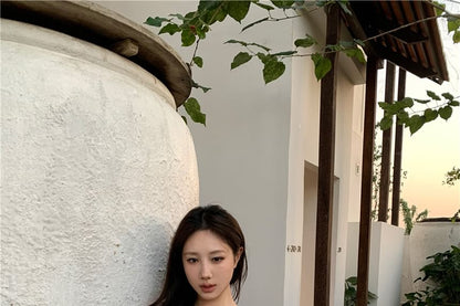 Henley Plain Trim Crop Lace Cami Top