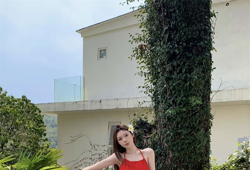 Mini Mesh / High Plain Maxi A-Line Halter Skirt Dress Rise Tiered