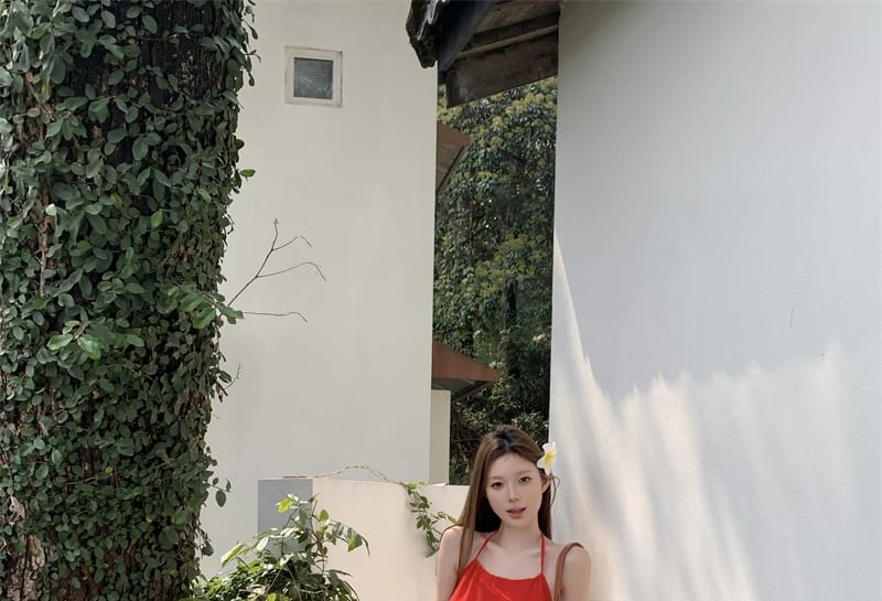 Mini Mesh / High Plain Maxi A-Line Halter Skirt Dress Rise Tiered