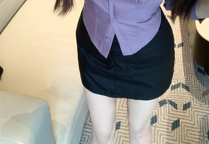 Shirt 3/4 Sleeve Plain Collared