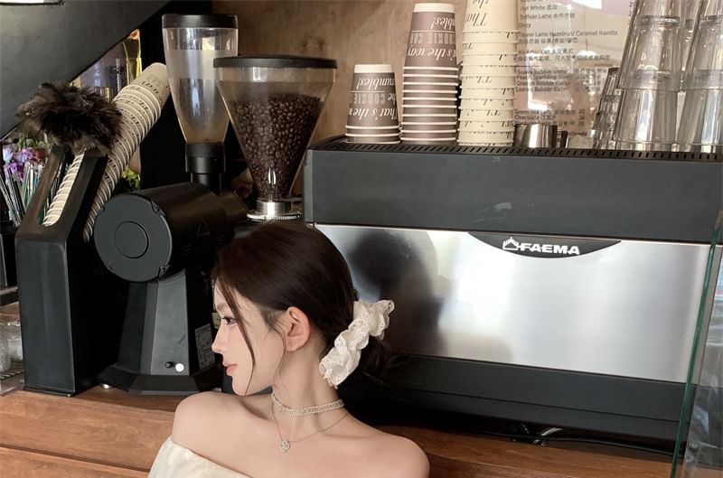 Off Shoulder Plain Blouse Ruffle Sleeve Short