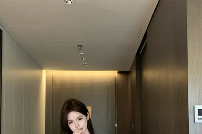 Lace Long Off Plain Tie Satin Waist V-Neck Shorts Cami Front High Shoulder Top / Sleeve