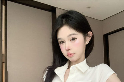 Plain Sleeve Jersey Flap Shirt Collared Cap Pocket