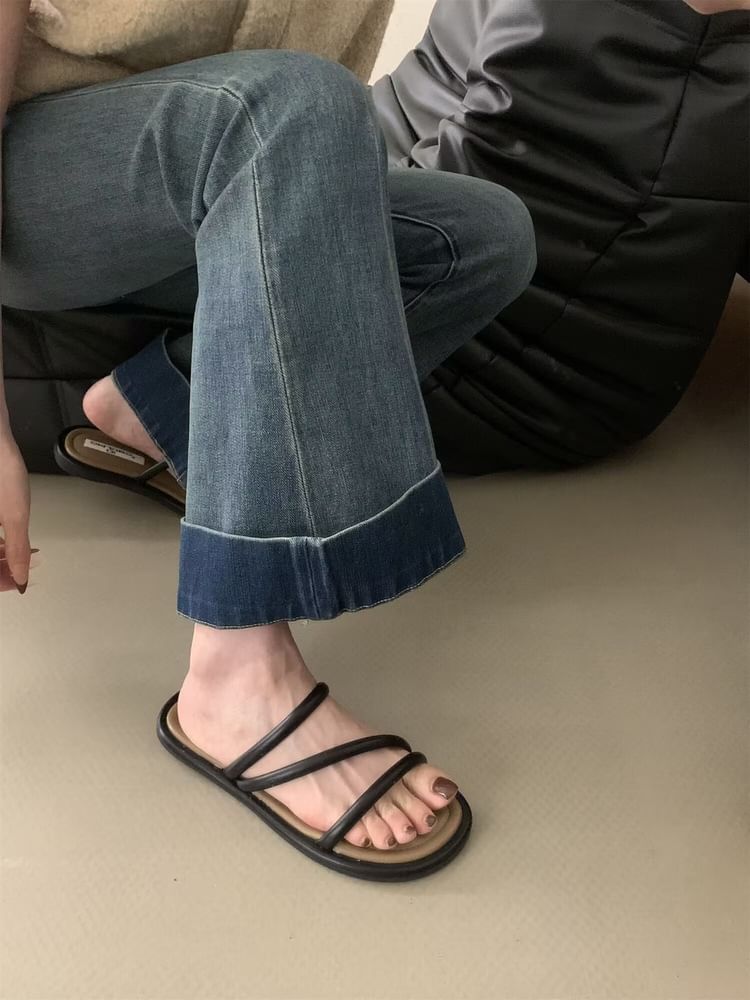 Leather Faux Sandals Flat