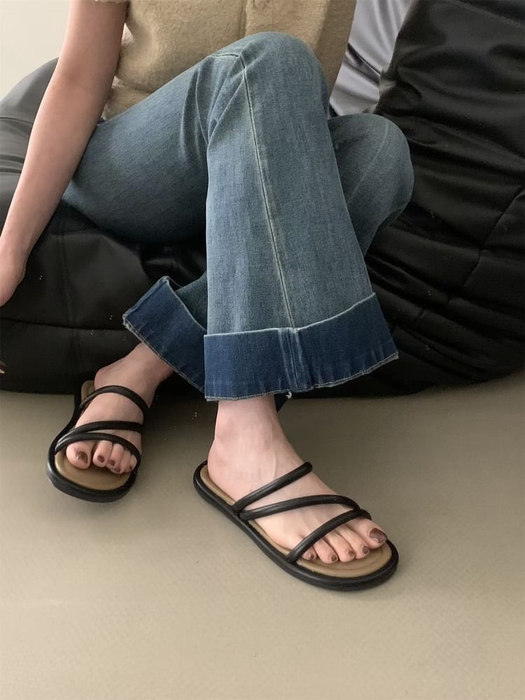 Leather Faux Sandals Flat