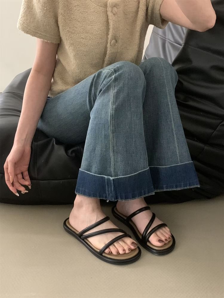 Leather Faux Sandals Flat