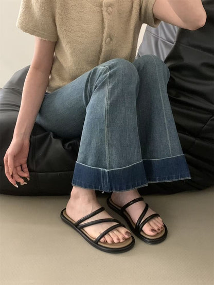 Leather Faux Sandals Flat