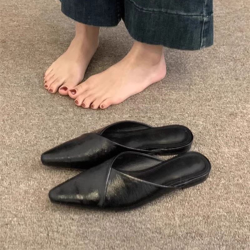 Pointed Mules Leather Faux