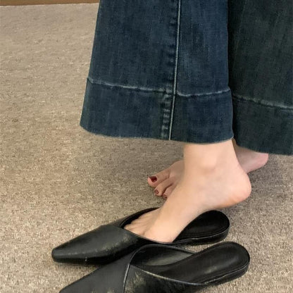 Pointed Mules Leather Faux