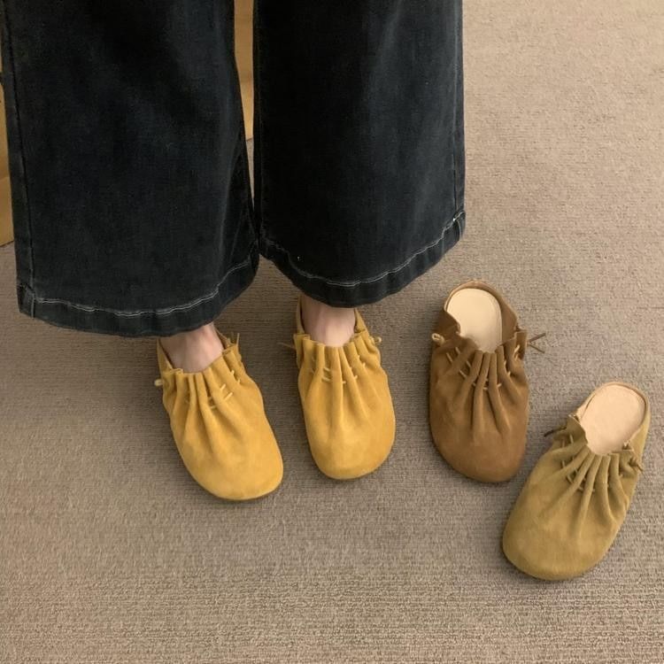 Leather Faux Cinched Mules