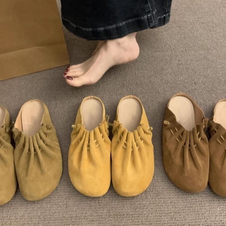 Leather Faux Cinched Mules