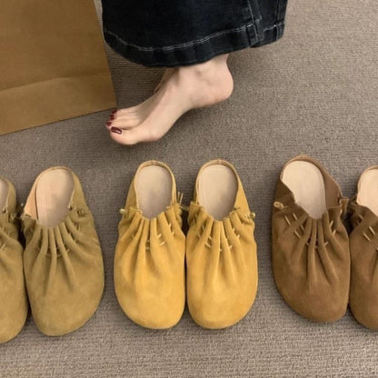 Leather Faux Cinched Mules