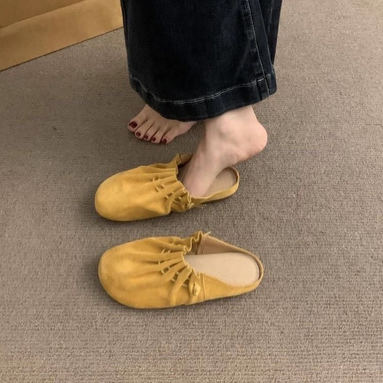 Leather Faux Cinched Mules