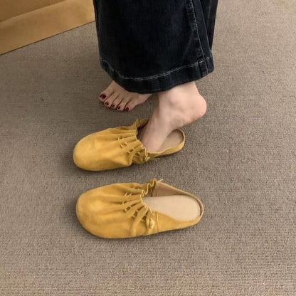 Leather Faux Cinched Mules