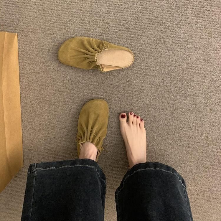 Leather Faux Cinched Mules