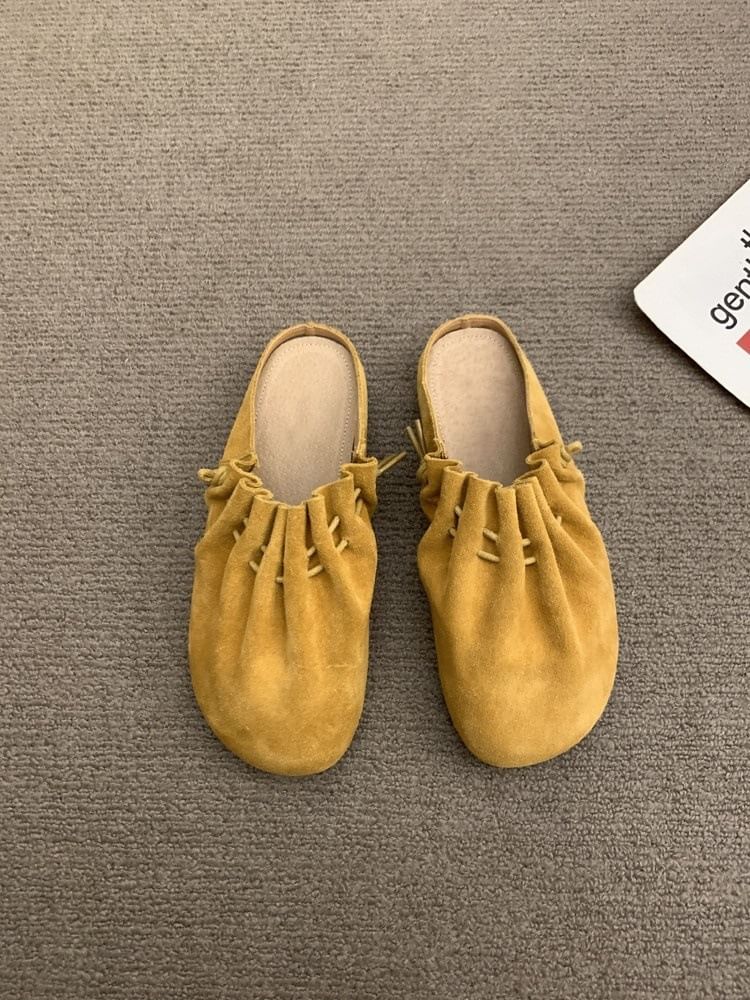 Leather Faux Cinched Mules