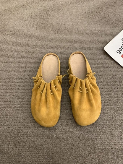 Leather Faux Cinched Mules