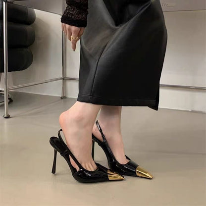 High Pumps Metallic Cap Heel Pointed