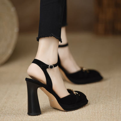 Block Heel Horsebit Sandals