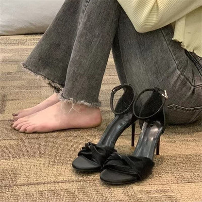 Heel High Strap Twisted Sandals