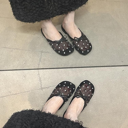 Mesh Mules Rhinestone