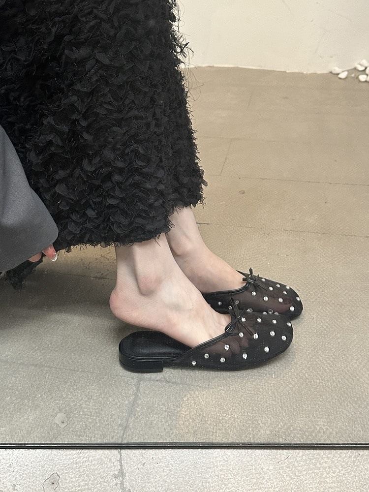 Mesh Mules Rhinestone